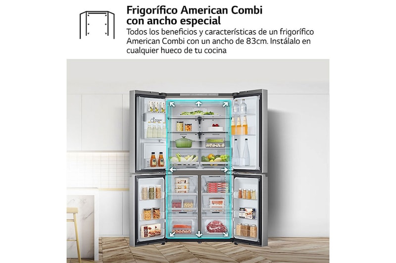 LG Outlet Frigorífico American Combi LG, 179cm, Inox Antihuellas, E, GML960PYBE.OUTLET