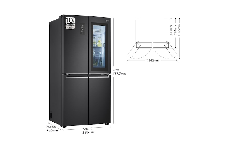 LG Frigorífico American Combi Instaview Door-In-Door, Clasificación E, 530l, Serie 830 , GMQ844MC5E