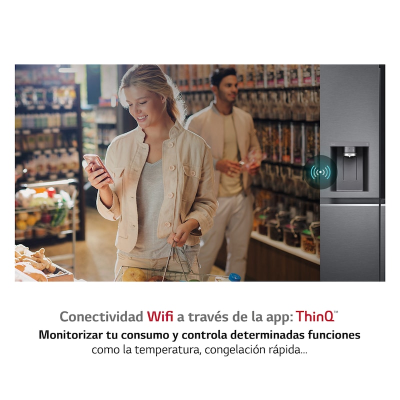 LG Frigorífico American Combi Instaview Door in Door , Clasificación F, 570l, Serie 830., GMX844MCBF