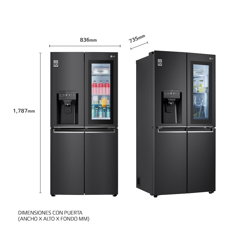 LG Frigorífico American Combi Instaview Door in Door , Clasificación F, 570l, Serie 830., GMX844MCBF