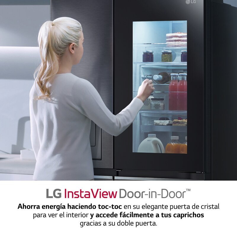 LG Frigorífico American Combi InstaView Door-in-Door™, Clasificación F, 705 L, Acero negro mate antihuellas, GMX945MC9F