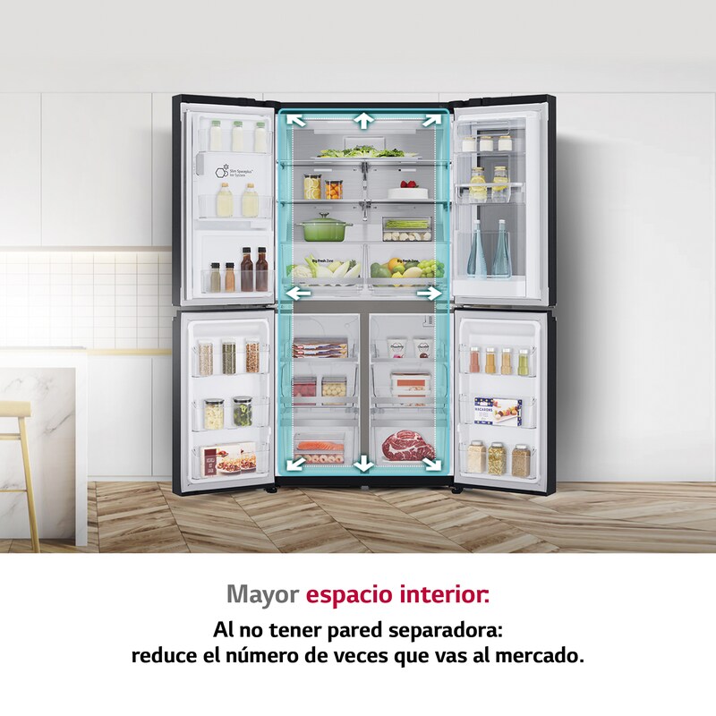 LG Frigorífico American Combi InstaView Door-in-Door™, Clasificación F, 705 L, Acero negro mate antihuellas, GMX945MC9F