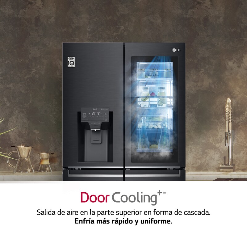 LG Frigorífico American Combi InstaView Door-in-Door™, Clasificación F, 705 L, Acero negro mate antihuellas, GMX945MC9F