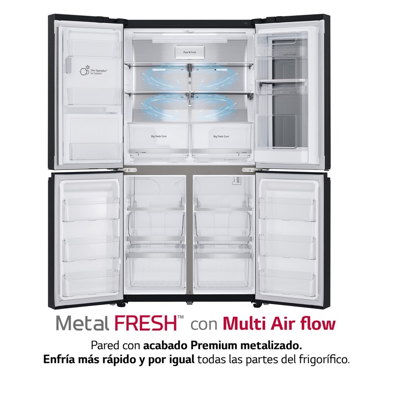 LG Frigorífico American Combi InstaView Door-in-Door™, Clasificación F, 705 L, Acero negro mate antihuellas, GMX945MC9F
