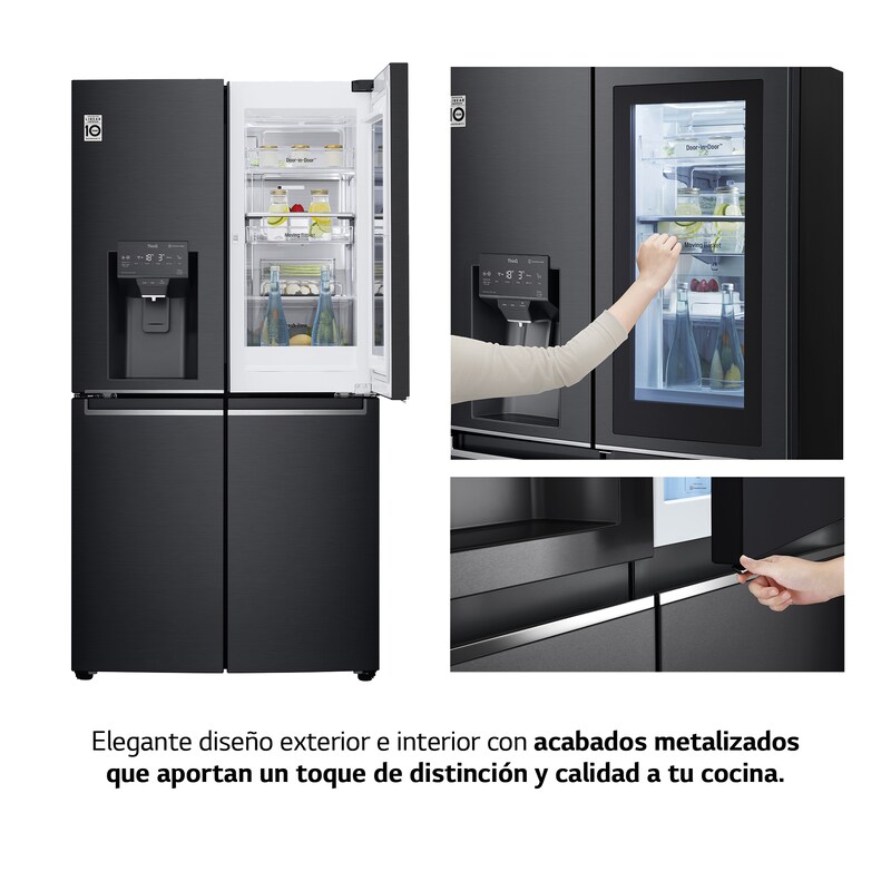 LG Frigorífico American Combi InstaView Door-in-Door™, Clasificación F, 705 L, Acero negro mate antihuellas, GMX945MC9F