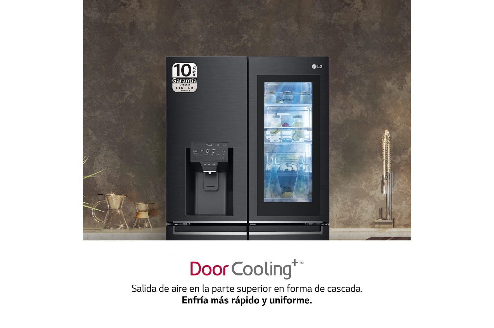 LG Frigorífico American Combi InstaView Door-in-Door™, Clasificación F, 705 L, Acero negro mate antihuellas, GMX945MC9F