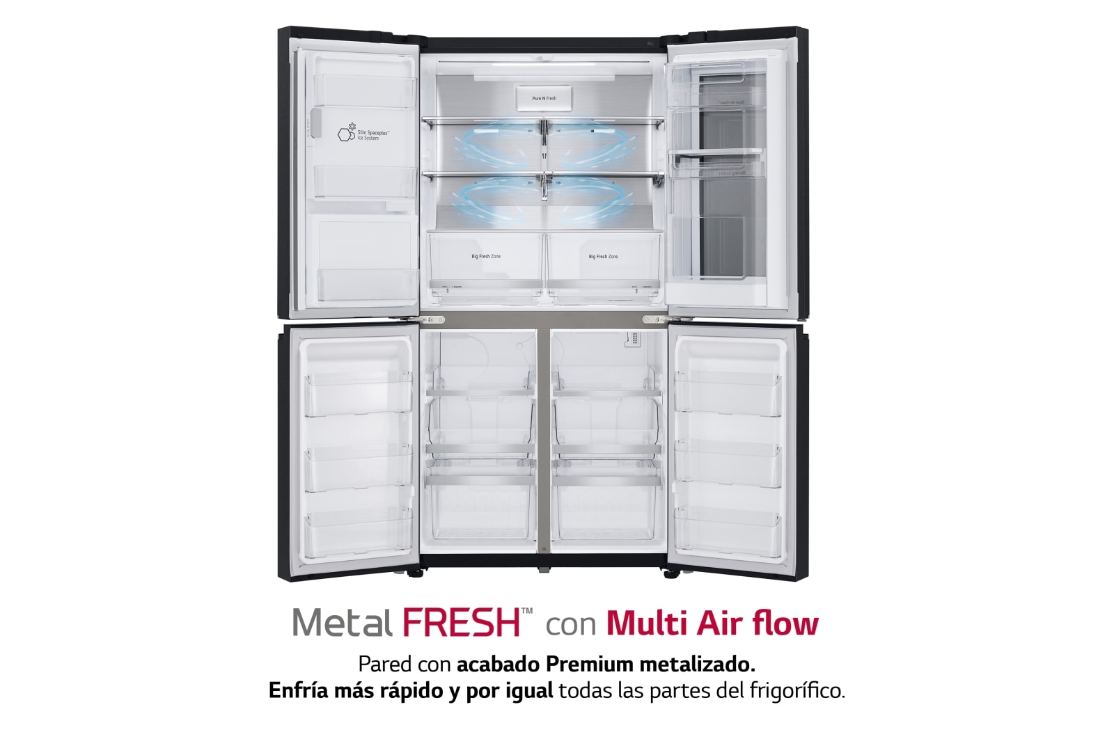 LG Frigorífico American Combi InstaView Door-in-Door™, Clasificación F, 705 L, Acero negro mate antihuellas, GMX945MC9F