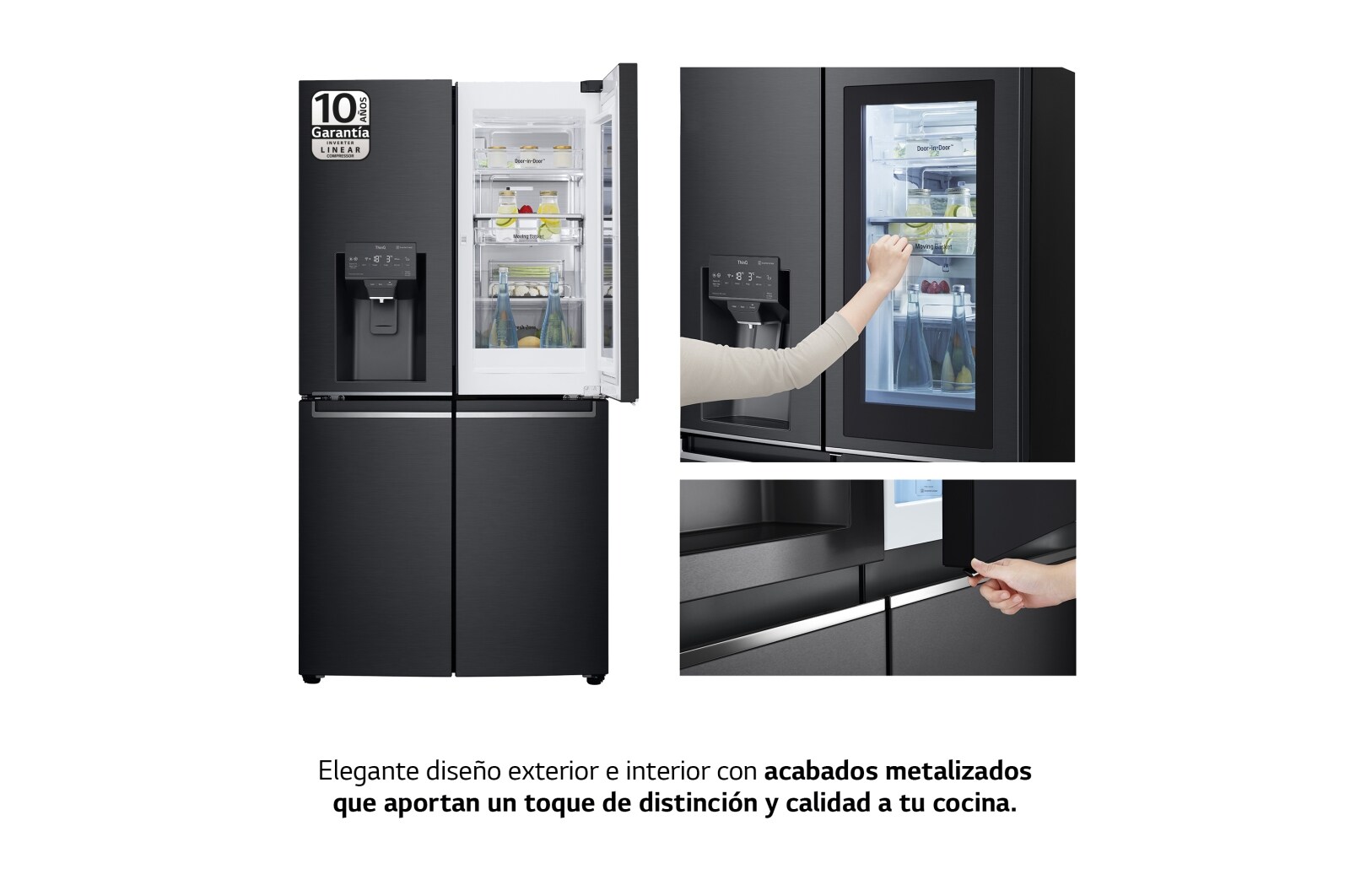 LG Frigorífico American Combi InstaView Door-in-Door™, Clasificación F, 705 L, Acero negro mate antihuellas, GMX945MC9F