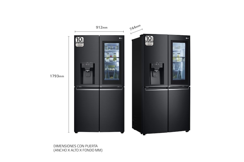 LG Frigorífico American Combi InstaView Door-in-Door™, Clasificación F, 705 L, Acero negro mate antihuellas, GMX945MC9F