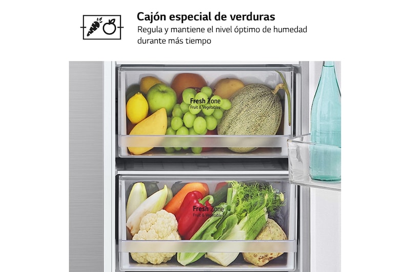 LG Frigorífico Side By side, serie 300, Clasificación F, 634L Inox antihuellas, GSBV30PZXM