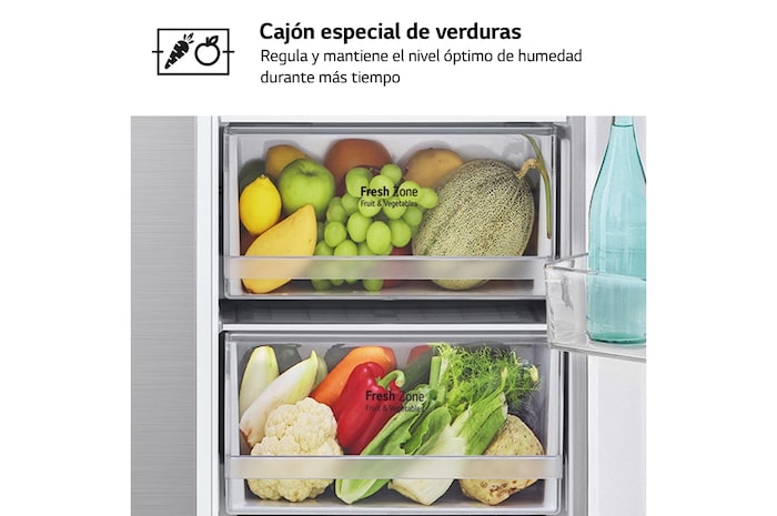 LG Frigorífico Side By side, serie 300, Clasificación F, 634L Inox antihuellas, GSBV30PZXM