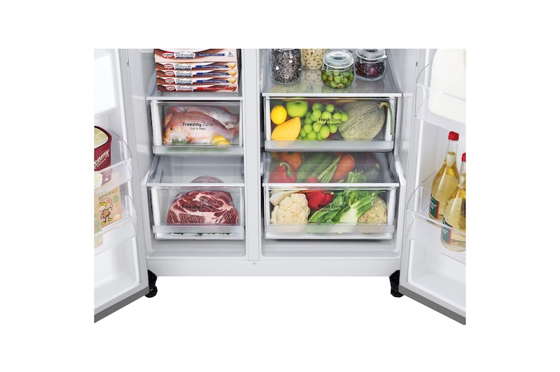 LG Frigorífico Americano Inverter Linear compressor, Clasificación E, 655 L, GSBV70PZTE