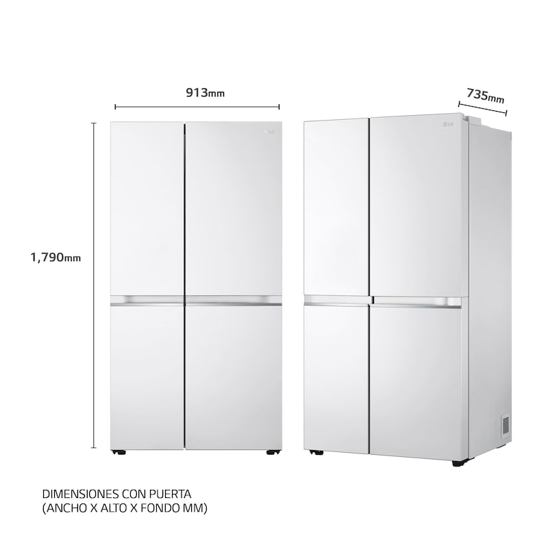 LG Frigorífico Americano Smart Inverter, Clasificación F, 655 L , GSBV70SWTM