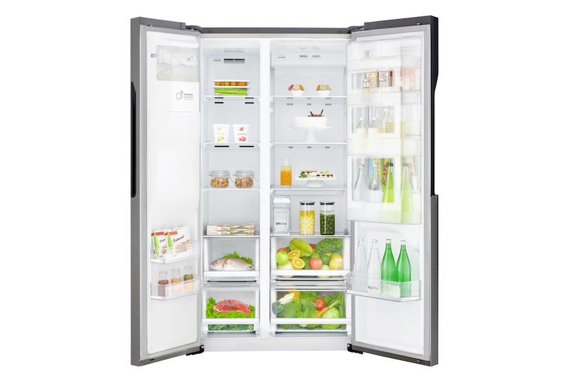 LG Frigorífico Americano, Door-in-Door, Clasificación F, capacidad 663 l, sin instalación a toma de agua, Inox Grafito Antihuellas, GSJ361DIDV