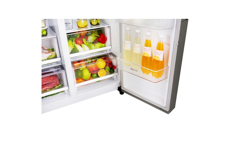 LG Frigorífico Americano, Door-in-Door, Clasificación F, capacidad 663 l, sin instalación a toma de agua, Inox Grafito Antihuellas, GSJ361DIDV