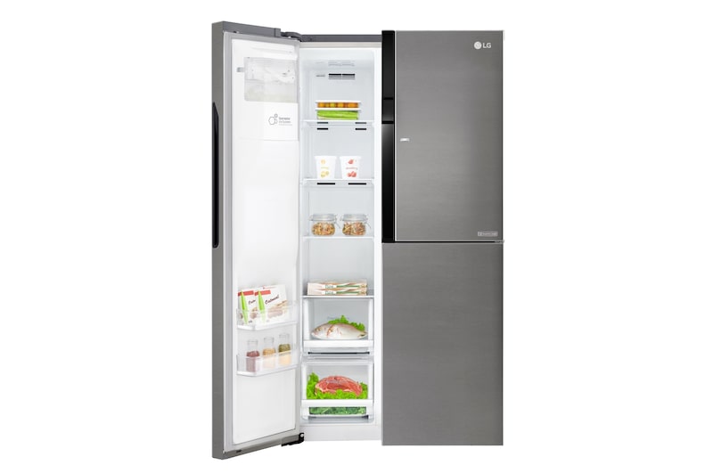 LG Frigorífico Americano, Door-in-Door, Clasificación F, capacidad 663 l, sin instalación a toma de agua, Inox Grafito Antihuellas, GSJ361DIDV