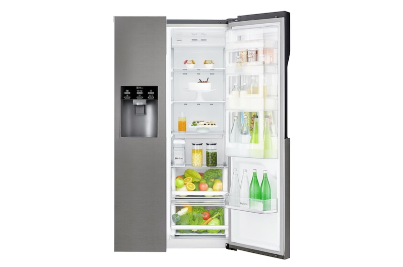 LG Frigorífico Americano, Door-in-Door, Clasificación F, capacidad 663 l, sin instalación a toma de agua, Inox Grafito Antihuellas, GSJ361DIDV