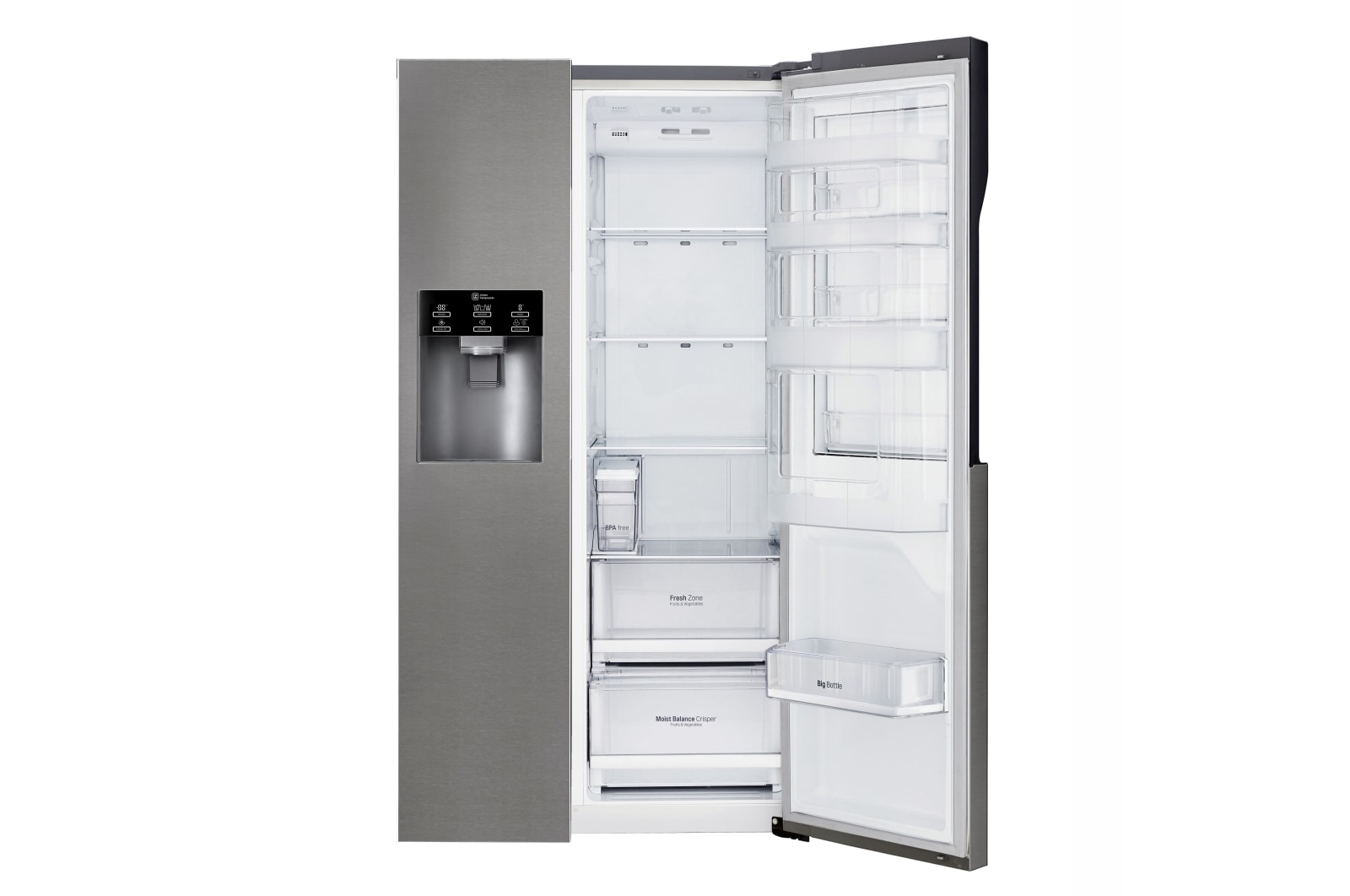 LG Frigorífico Americano, Door-in-Door, Clasificación F, capacidad 663 l, sin instalación a toma de agua, Inox Grafito Antihuellas, GSJ361DIDV