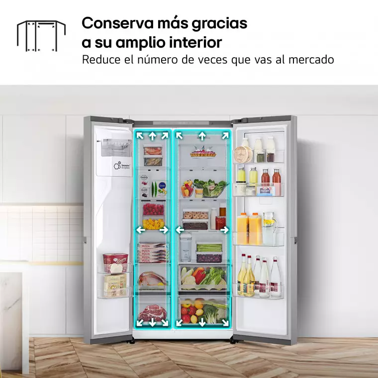 LG Outlet Frigorífico Side By side Serie 400, Door-In-Door, sin toma de agua, Inox antihuellas. E, 641 L, GSJC41PYPE.OUTLET