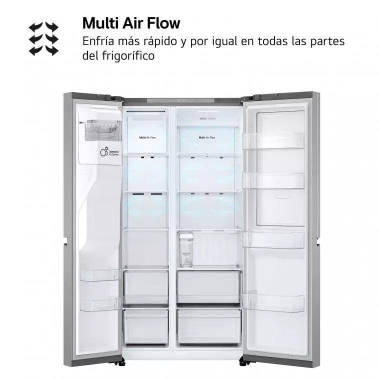 LG Frigorífico Side By side  Serie 400, Door-In-Door, sin toma de agua, Inox antihuellas.  E, 641 L, GSJC41PYPE.APYQEUR