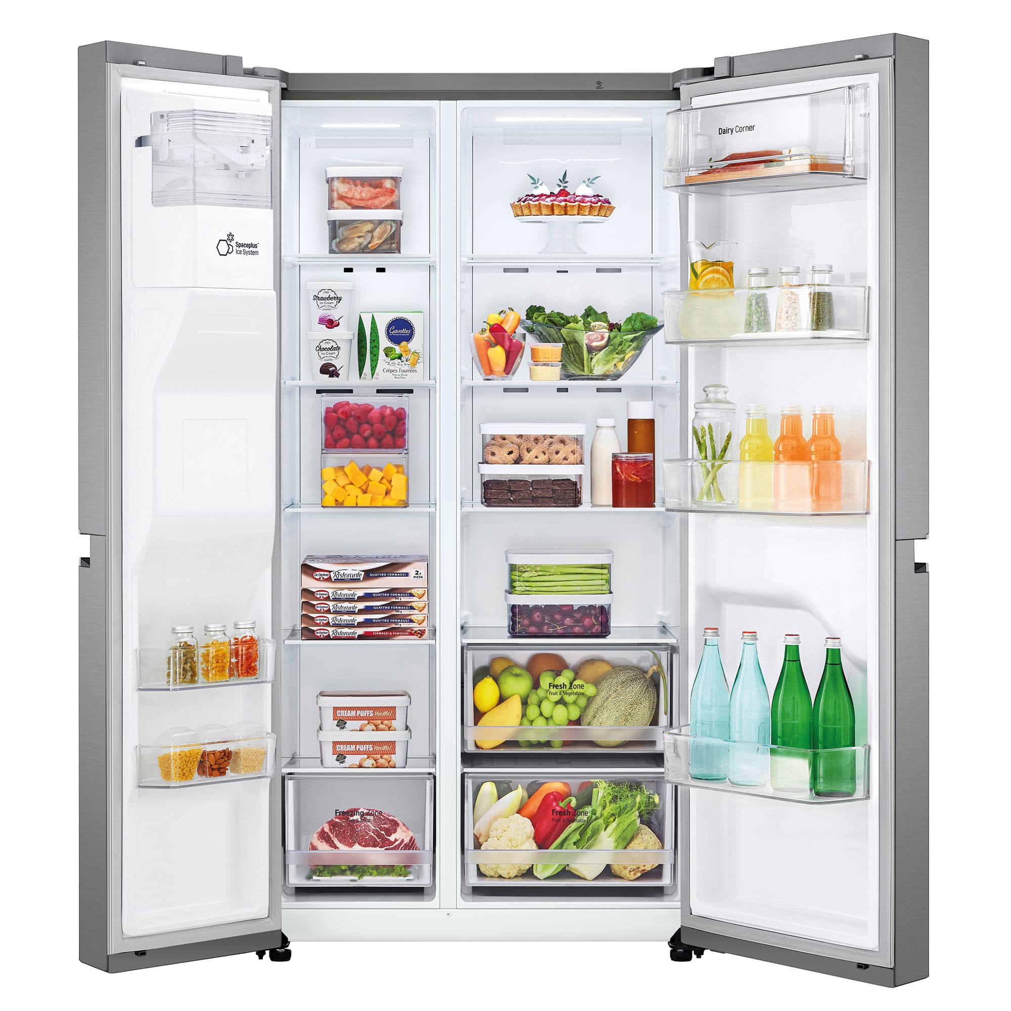 LG Frigorífico Side By side, serie 300, Clasificación F, 634L Inox antihuellas , GSLV30PZXM