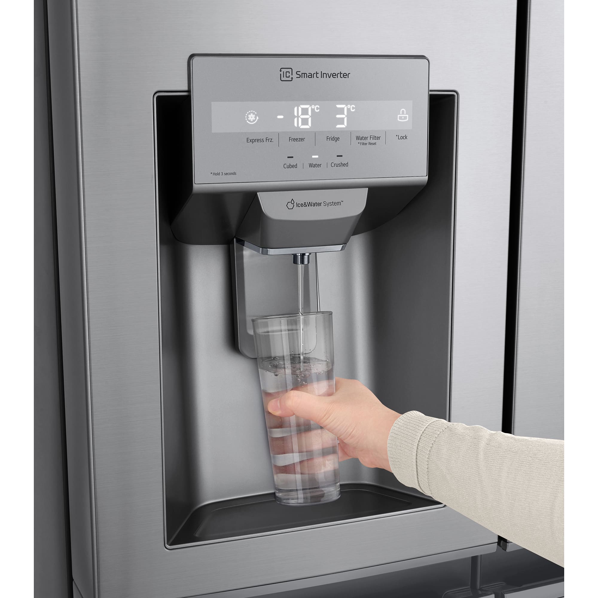 LG Frigorífico Side By side, serie 300, Clasificación F, 634L Inox antihuellas , GSLV30PZXM