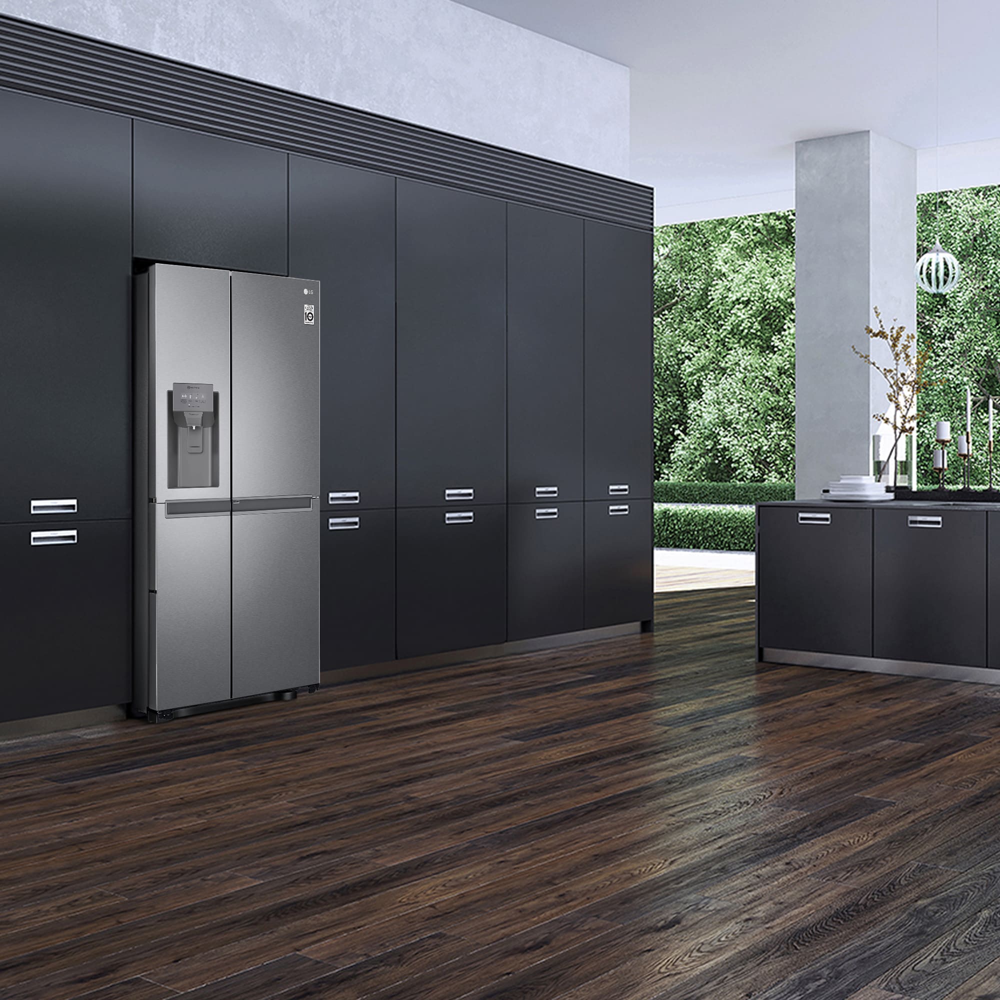 LG Frigorífico Side By side, serie 300, Clasificación F, 634L Inox antihuellas , GSLV30PZXM