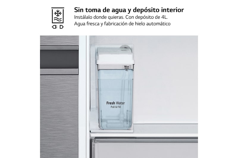 LG Frigorífico Side By side, serie 300, Clasificación F, 634L Inox antihuellas , GSLV31DSXM