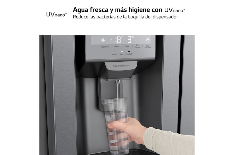 LG Frigorífico Side By side, serie 300, Clasificación F, 634L Inox antihuellas , GSLV31DSXM