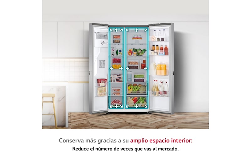 LG Frigorífico Side By side, Serie 500,  Inverter Linear compressor ,Clasificación E, 635 L, GSLV50PZXE