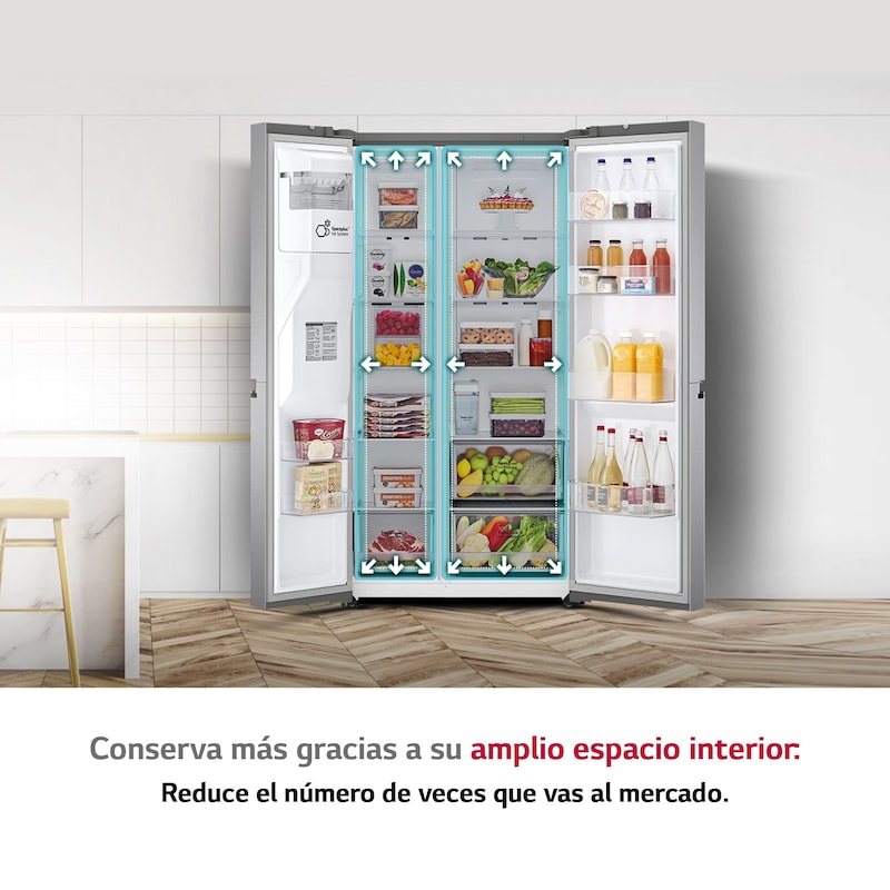 LG Frigorífico Americano Smart Inverter, Clasificación F, 635 L , GSLV51PZXM