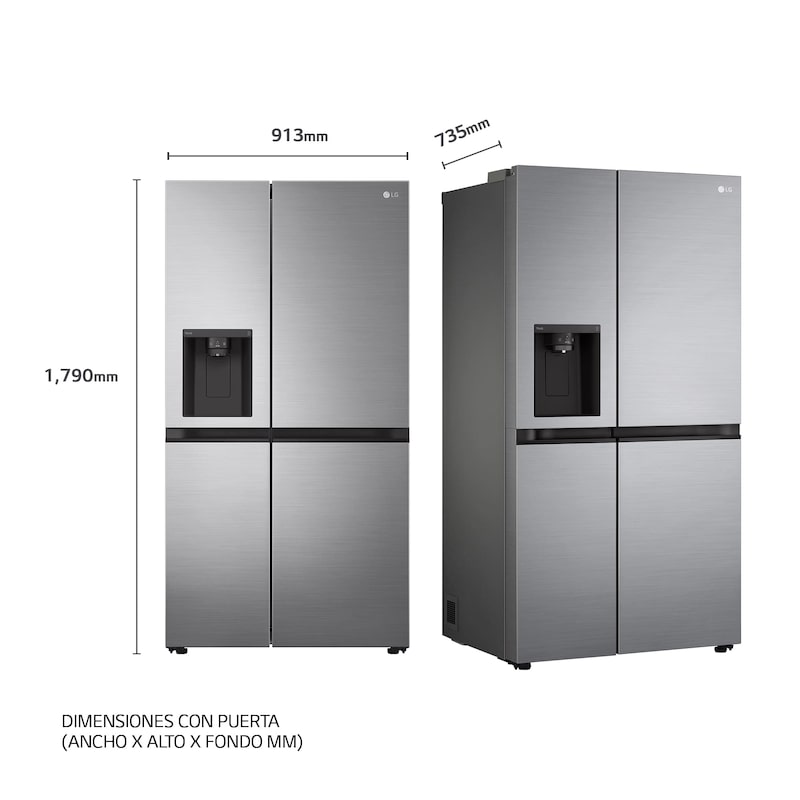 LG Frigorífico Americano Smart Inverter, Clasificación F, 635 L , GSLV51PZXM