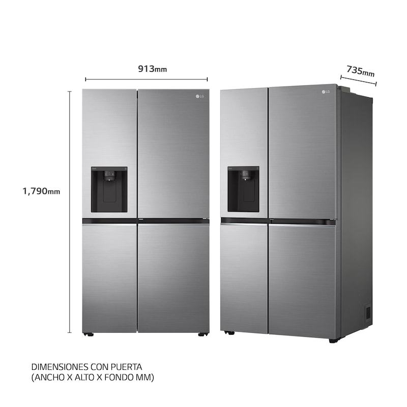 LG Frigorífico Americano Inverter Linear compressor, Clasificación E, 635 L                 , GSLV70PZTE