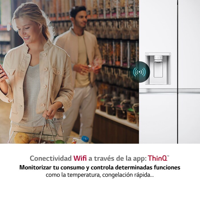 LG Frigorífico Americano Inverter Linear compressor, Clasificación E, 635 L , GSLV70SWTE