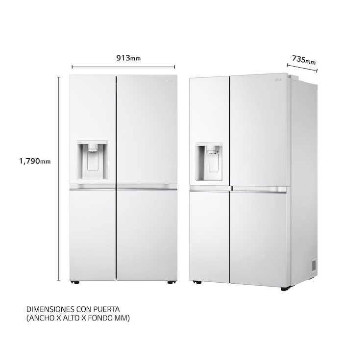 LG Frigorífico Americano Inverter Linear compressor, Clasificación E, 635 L , GSLV70SWTE