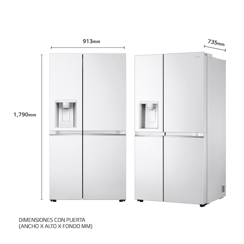 LG Frigorífico Americano Inverter Linear compressor, Clasificación E, 635 L , GSLV70SWTE