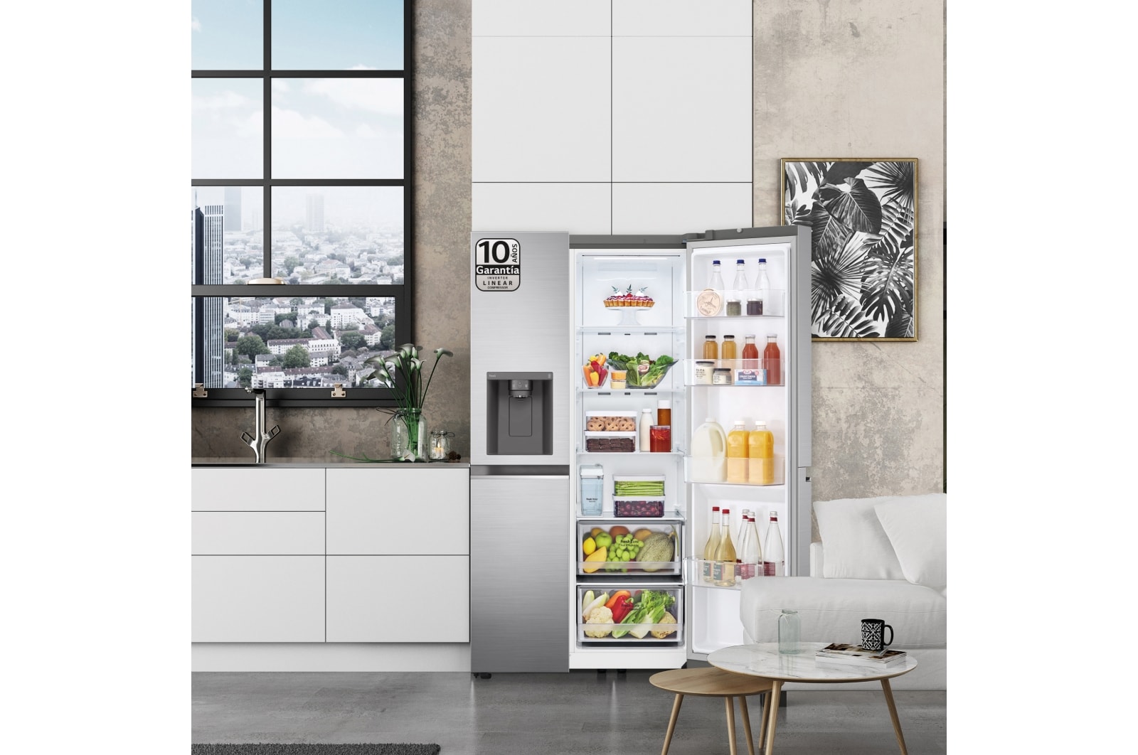 LG Outlet Frigorífico Side By side Serie 700, Inverter Linear compressor, Clasificación D, 635 L, sin toma de agua, GSLV71PZTD.OUTLET
