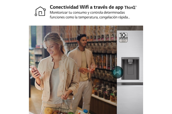 LG Outlet Frigorífico Side By side Serie 700, Inverter Linear compressor, Clasificación D, 635 L, sin toma de agua, GSLV71PZTD.OUTLET