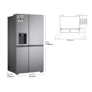 LG Outlet Frigorífico Side By side Serie 700, Inverter Linear compressor, Clasificación D, 635 L, sin toma de agua, GSLV71PZTD.OUTLET