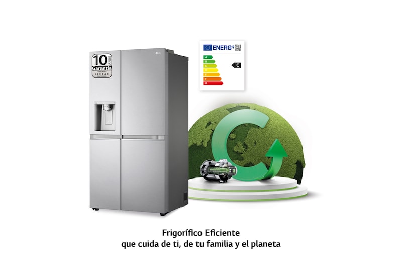 LG Frigorífico American Side by Side, gran capacidad, 635L  - Acero, GSLV91MBAC