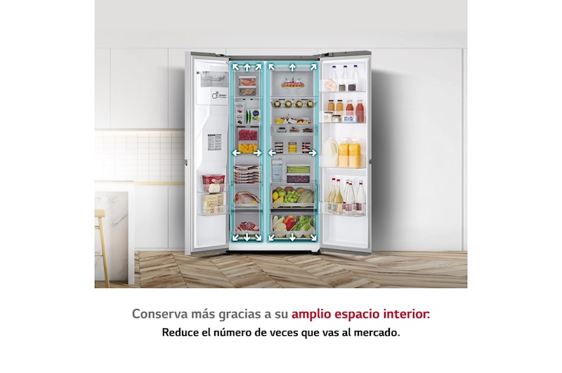 LG Frigorífico American Side by Side, gran capacidad, 635L  - Acero, GSLV91MBAC