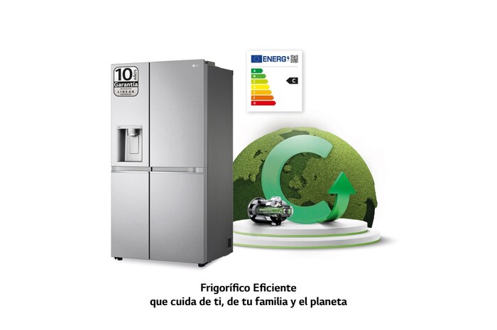 LG Frigorífico American Side by Side, gran capacidad, 635L - Acero, GSLV91MBAC