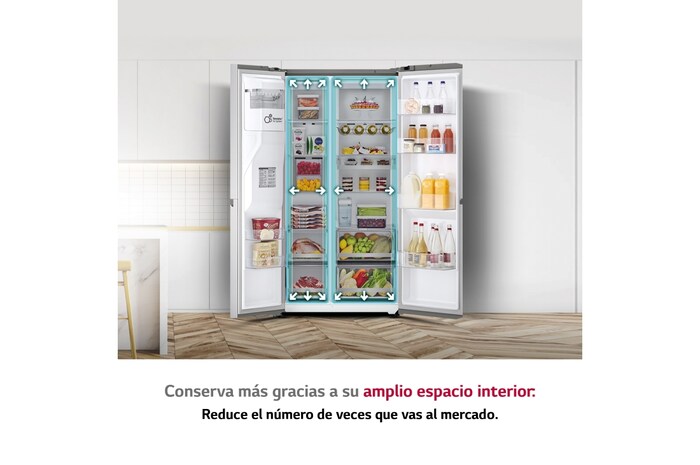 LG Frigorífico American Side by Side, gran capacidad, 635L - Acero, GSLV91MBAC