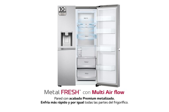 LG Frigorífico American Side by Side, gran capacidad, 635L - Acero, GSLV91MBAC