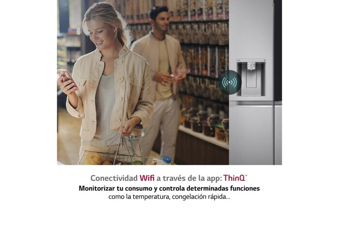 LG Frigorífico American Side by Side, gran capacidad, 635L - Acero, GSLV91MBAC