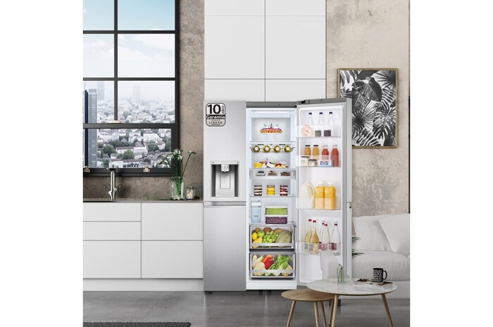 LG Frigorífico American Side by Side, gran capacidad, 635L - Acero, GSLV91MBAC