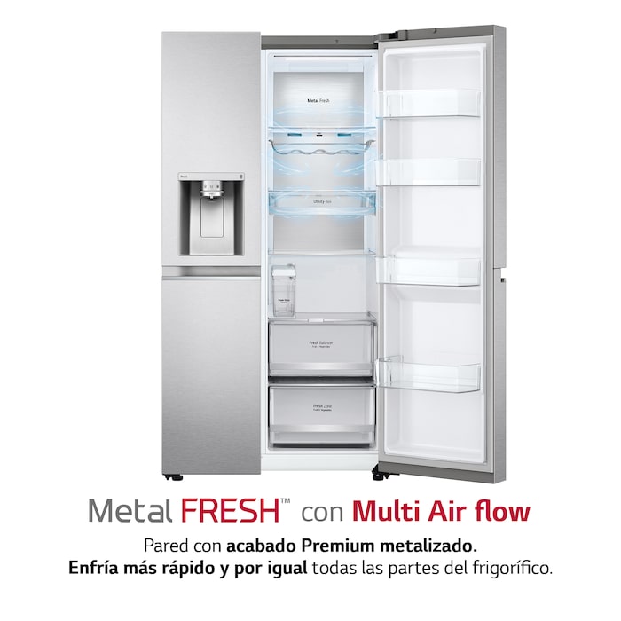LG Frigorífico Americano Side By side, Clasificación D, 635 L, sin toma de agua, GSLV91MBAD