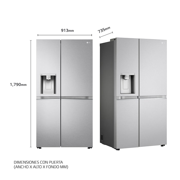 LG Frigorífico Americano Side By side, Clasificación D, 635 L, sin toma de agua, GSLV91MBAD