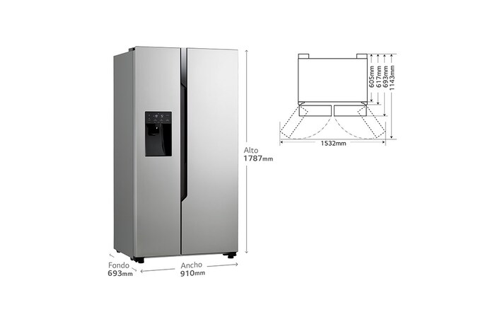 LG Frigorífico Side By Side LG, 179cm, sin toma de agua, 562L, Clasificación E , GSM32HSBEH