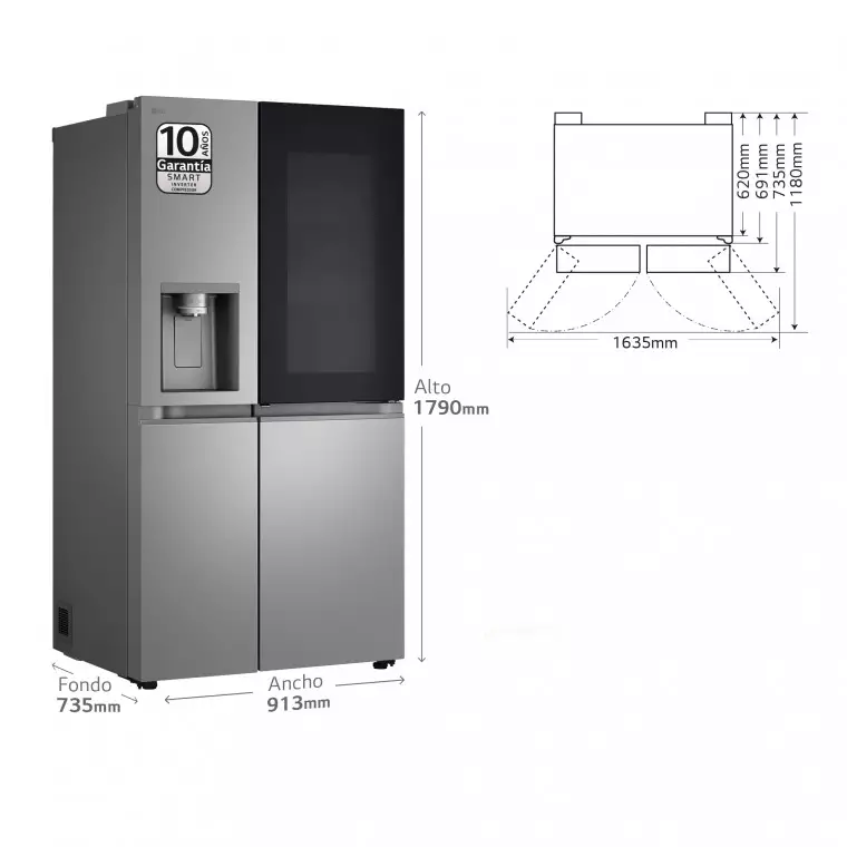 LG Frigorífico Side By side Serie 800, Instaview Door-In-Door, Inox antihuellas. D, 628 L, GSXE80PYBD.OUTLET